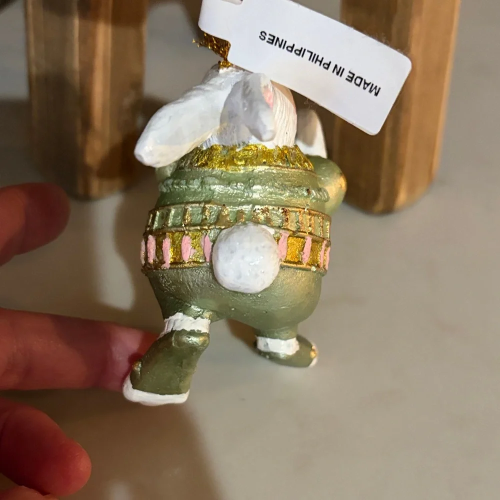 Set of 3 Hand-Painted Bunny Ornaments/NWT